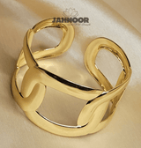Modern Interlocking Wide Gold Bracelet