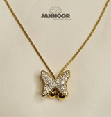 Minimalist Crystal Winged Gold Necklace