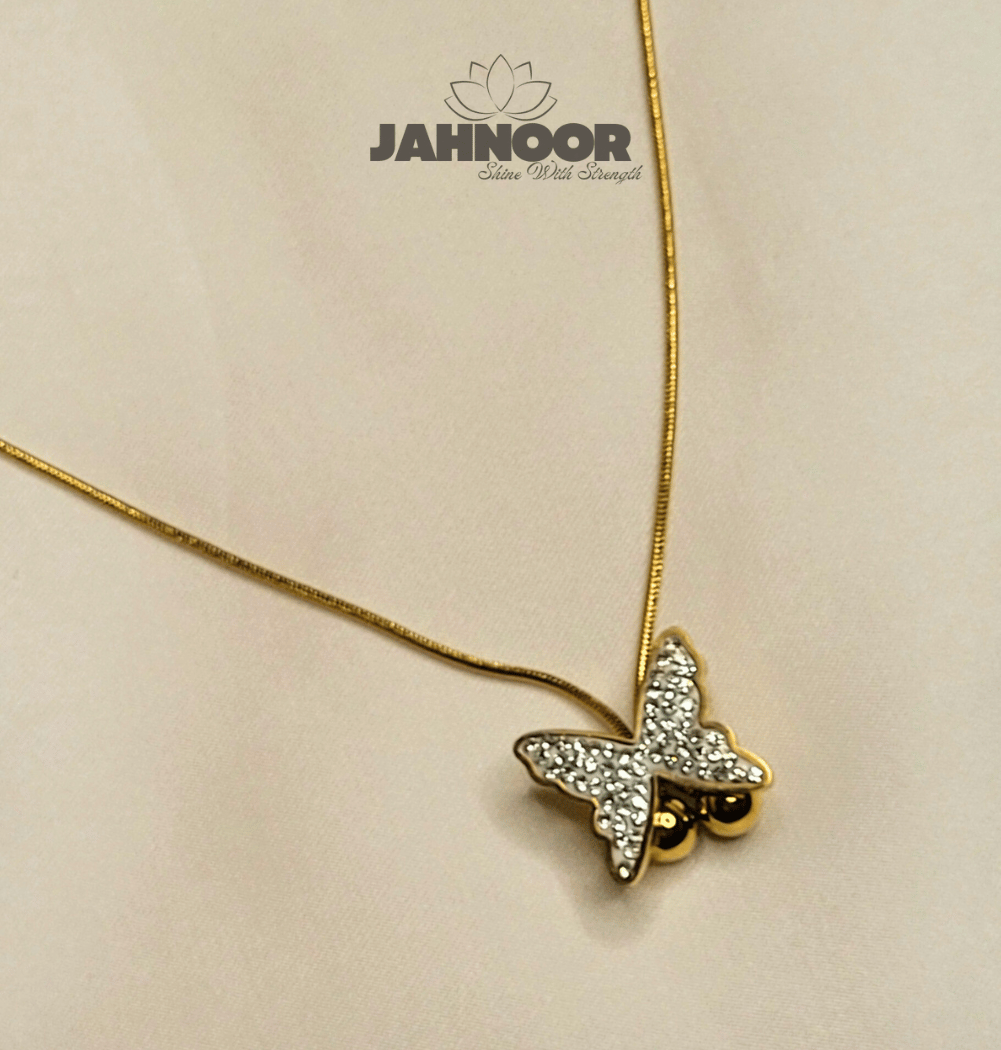 Minimalist Crystal Winged Gold Necklace