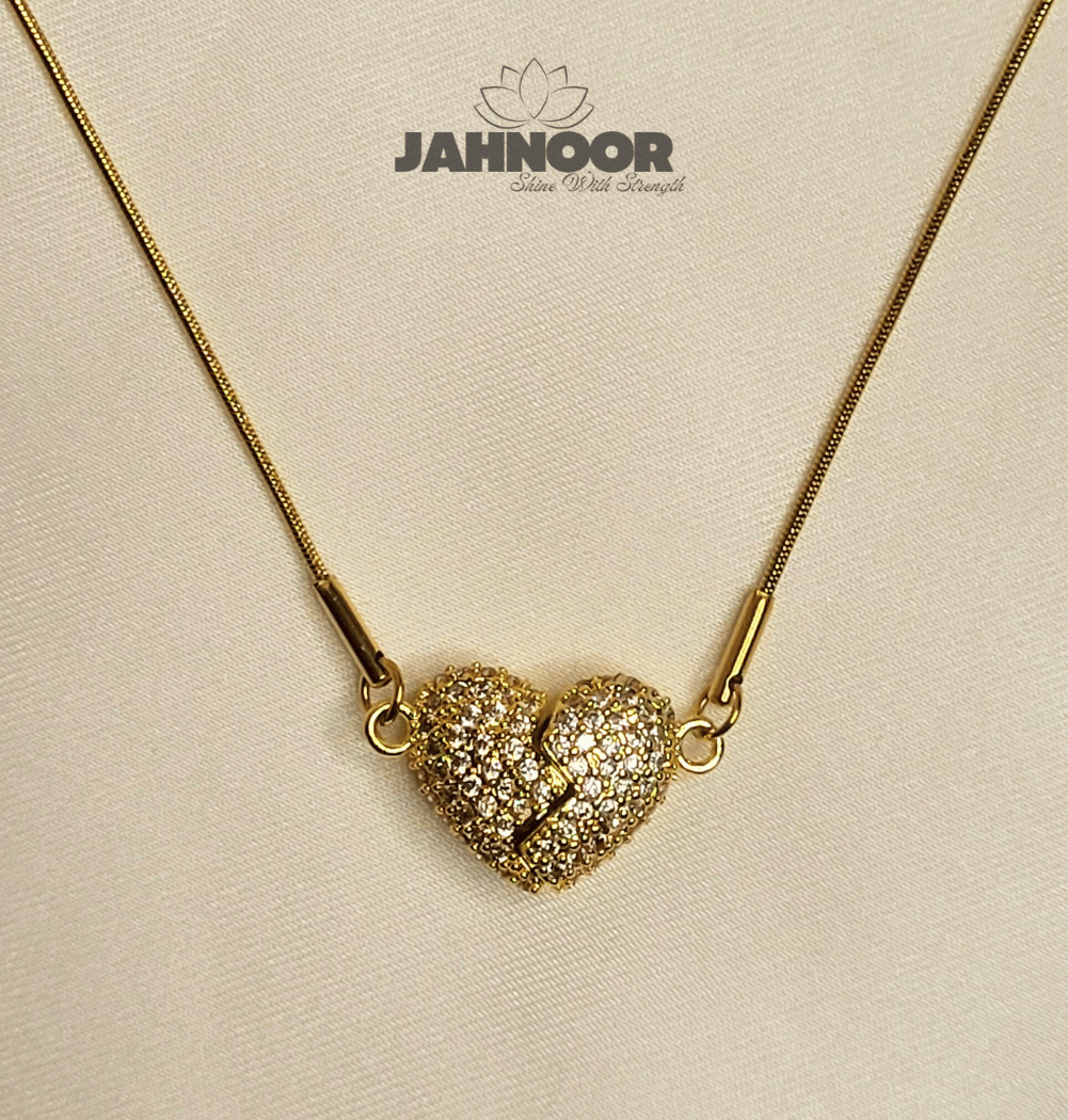Elegant Gold Crystal Heart Necklace