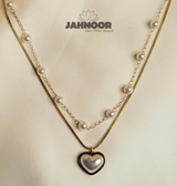 Elegant Double-Layer Pearl Heart Necklace