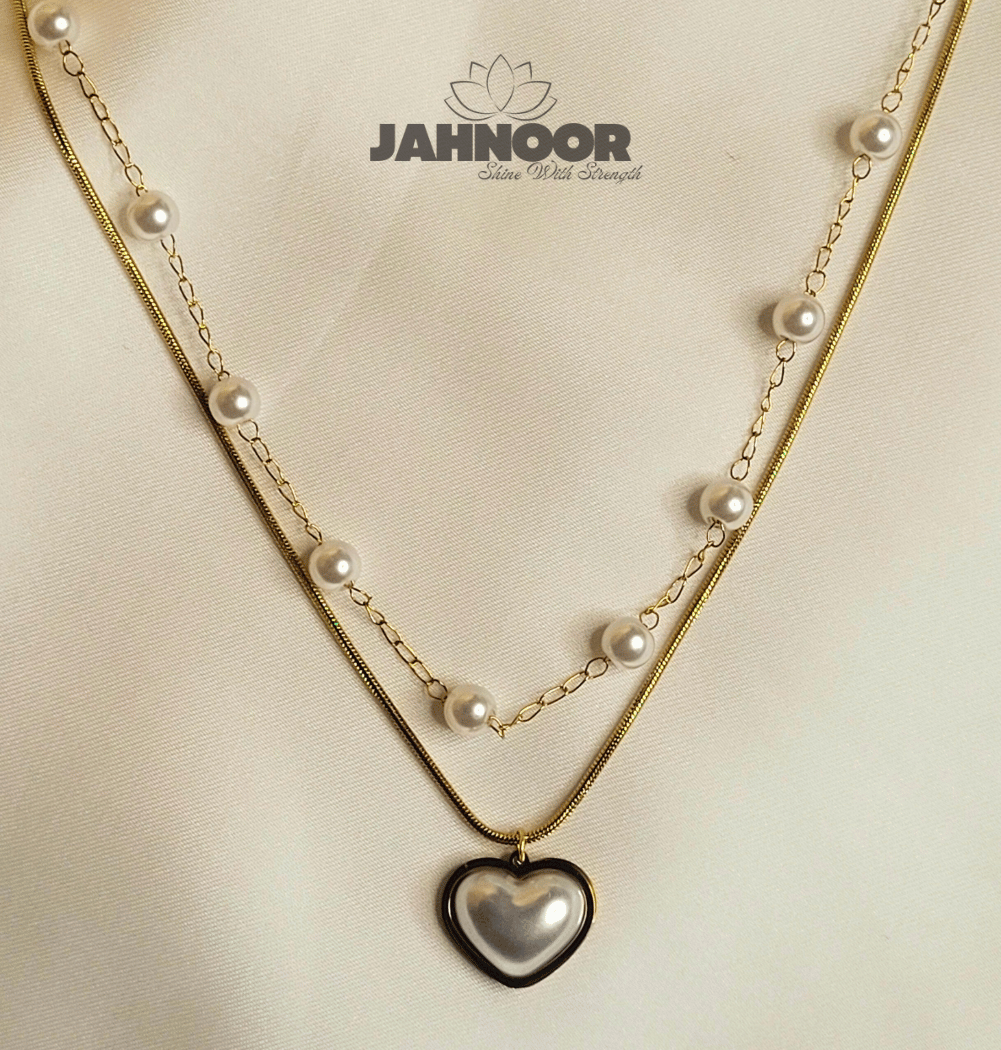 Elegant Double-Layer Pearl Heart Necklace