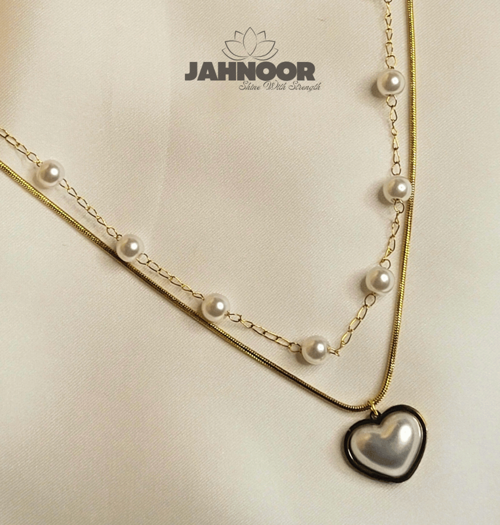 Elegant Double-Layer Pearl Heart Necklace