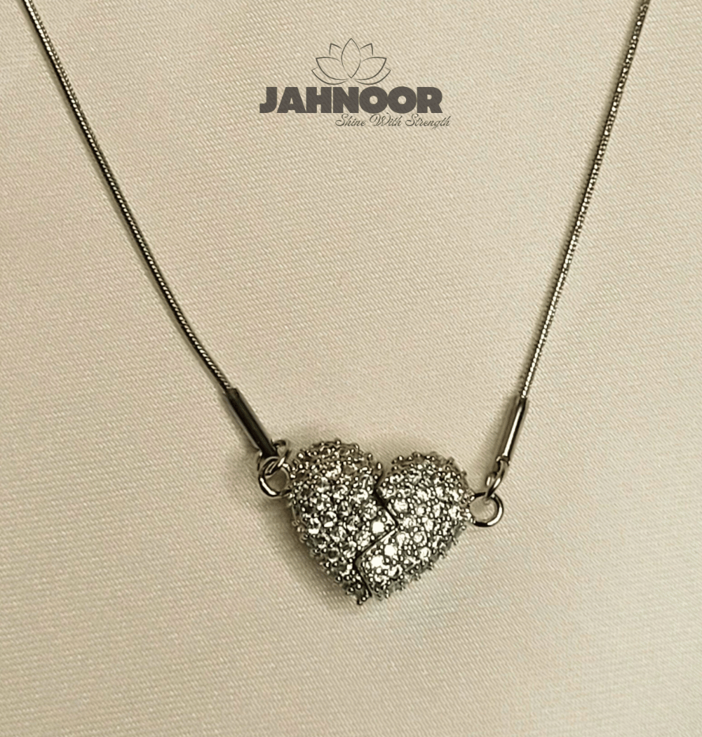 Elegant Silver Crystal Heart Necklace