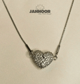Elegant Silver Crystal Heart Necklace