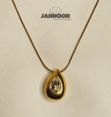 Golden Teardrop Crystal Pendant Necklace