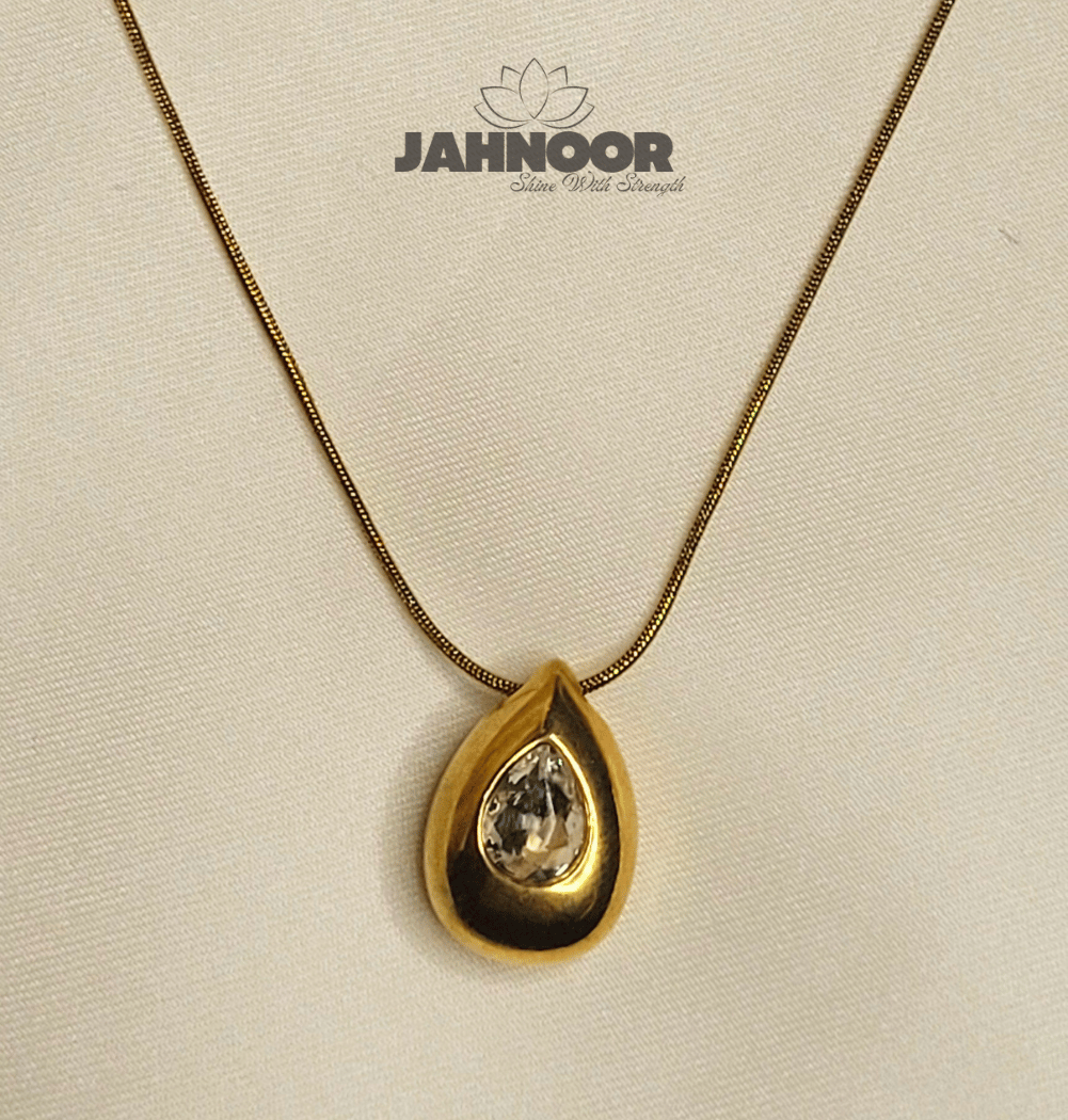 Golden Teardrop Crystal Pendant Necklace