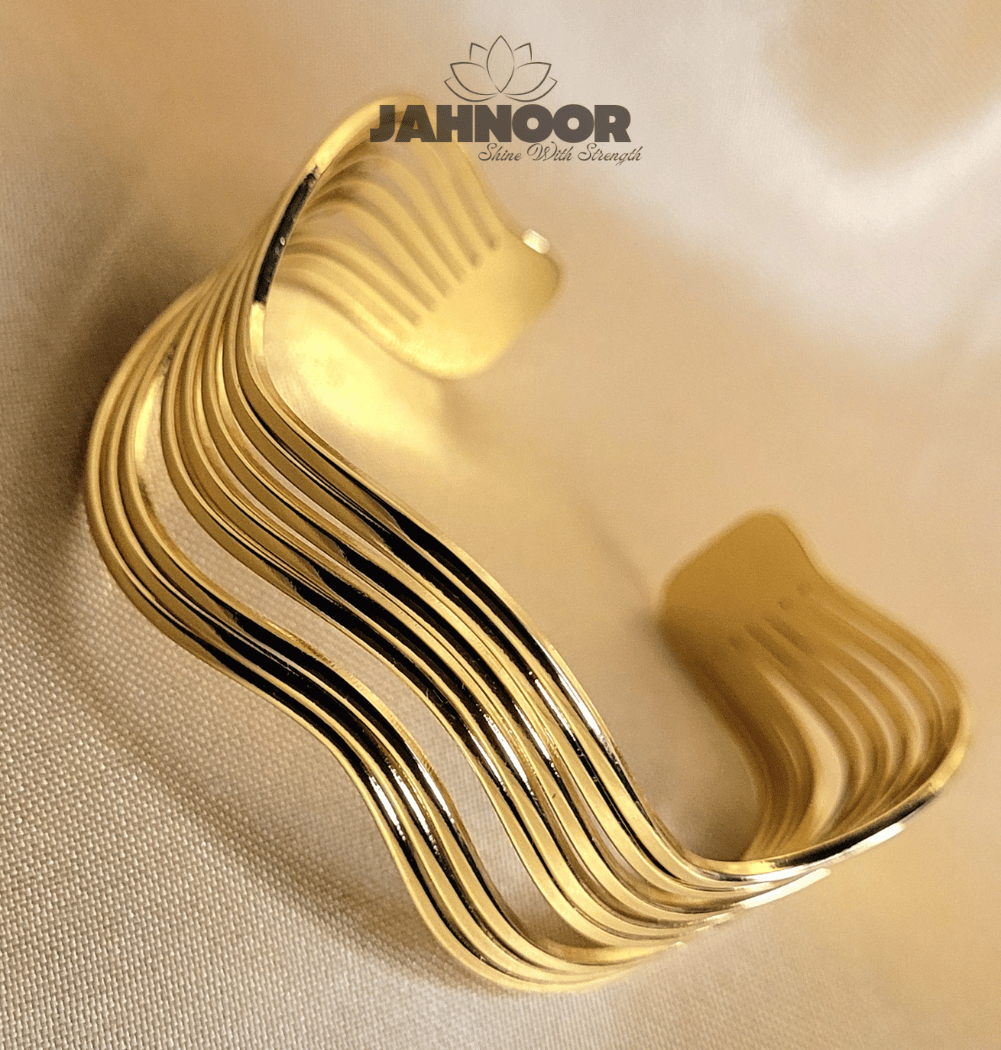 Gold Wave Cuff Bracelet for Women
