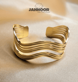 Gold Wave Cuff Bracelet for Women