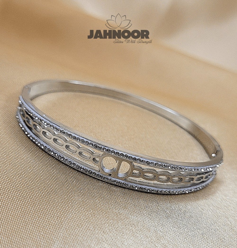 Luxe Crystal Silver Bangle