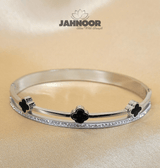 Clover Crystal Silver Bangle