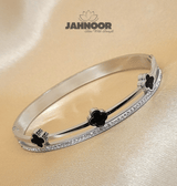 Clover Crystal Silver Bangle