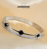 Clover Crystal Silver Bangle