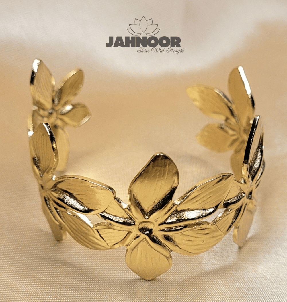Gold Floral Leaf Cuff Bracelet
