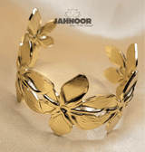Gold Floral Leaf Cuff Bracelet