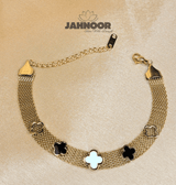 Clover Charm Mesh Gold Bracelet