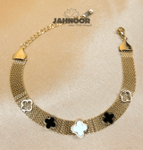 Clover Charm Mesh Gold Bracelet