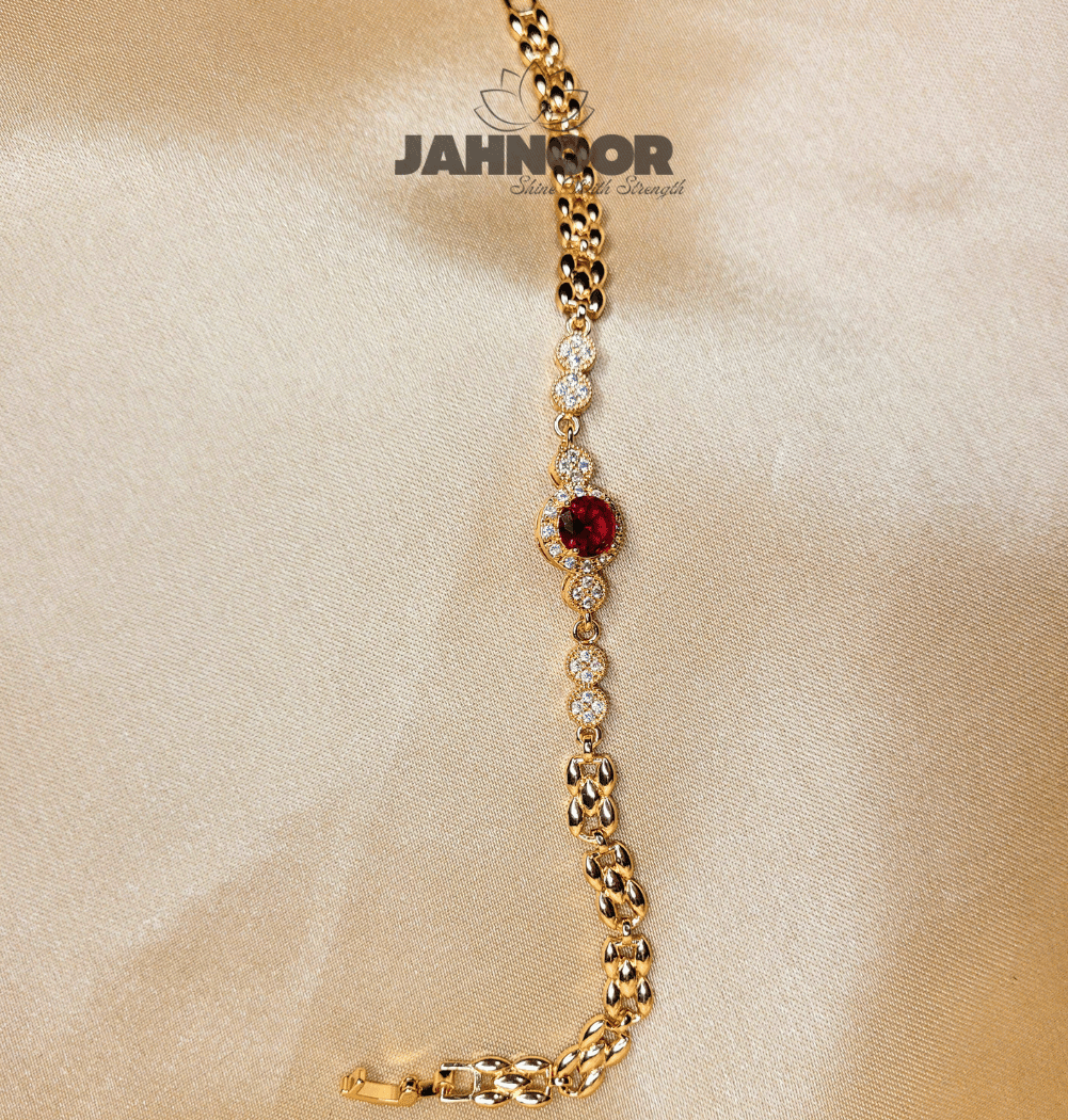 Royal Red Gemstone Gold Bracelet