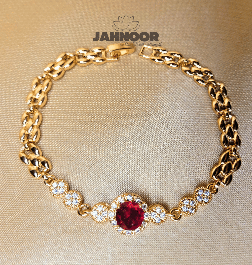 Royal Red Gemstone Gold Bracelet
