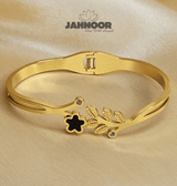 Gold Floral Leaf Charm Bracelet