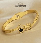 Gold Floral Leaf Charm Bracelet