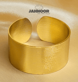 Linear Textured Wide Gold Cuff Bracelet