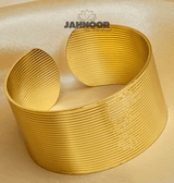 Linear Textured Wide Gold Cuff Bracelet