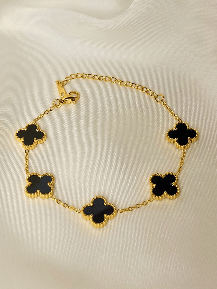 Black Clover Gold Plated Bracelet