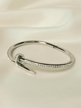Elegant Silver Zircon Nail Bracelet