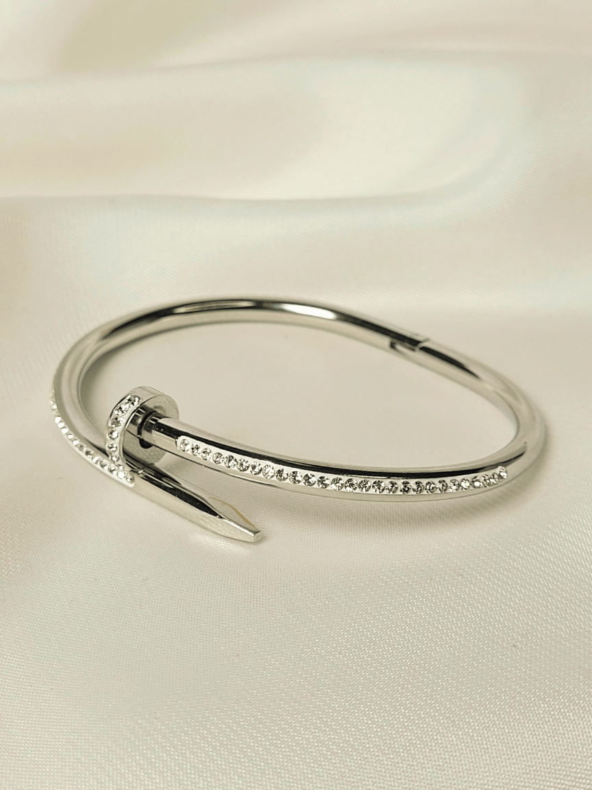 Elegant Silver Zircon Nail Bracelet