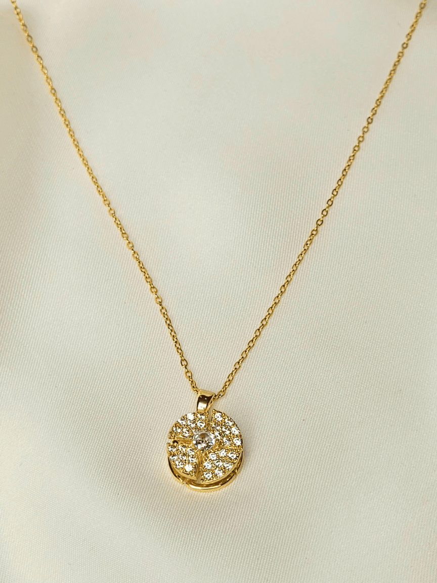 Rotatable Pave Pendant Necklace