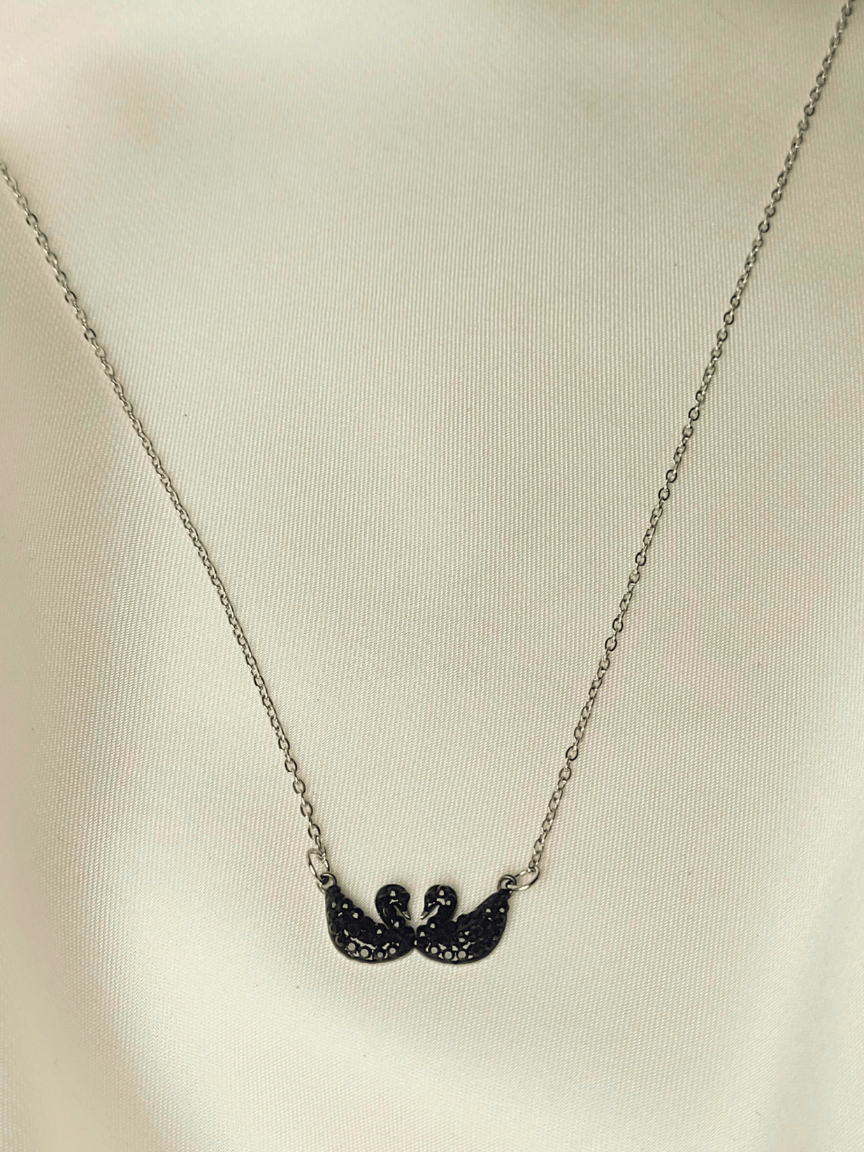 Elegant Dual Black Swan Necklace