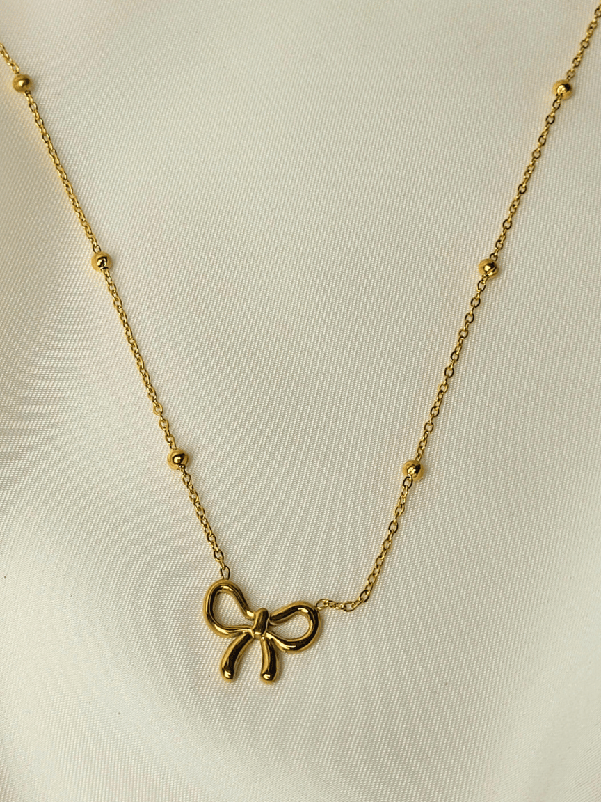 Minimalist Dainty Gold Bow Necklace