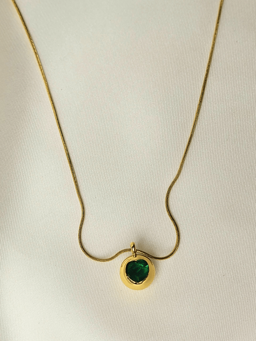 Golden Glow Green Heart Pendant